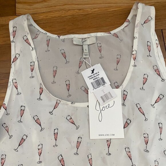 NWT Joie Rain Champagne Silk Tank Top in Porcelain White XS - Picture 6 of 8